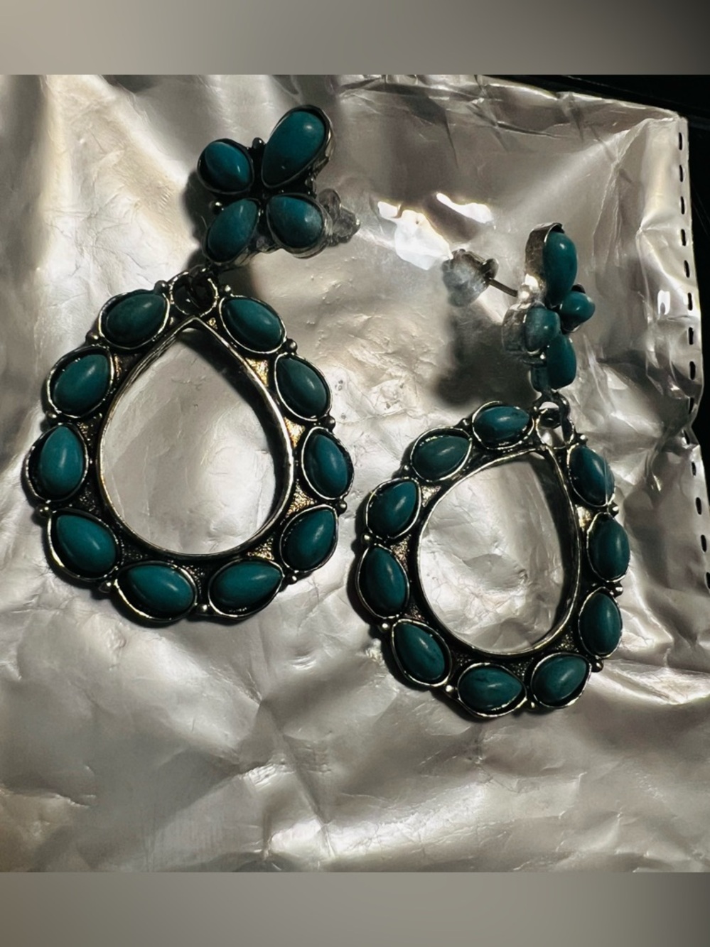 Turquoise & Silver Western Earrings